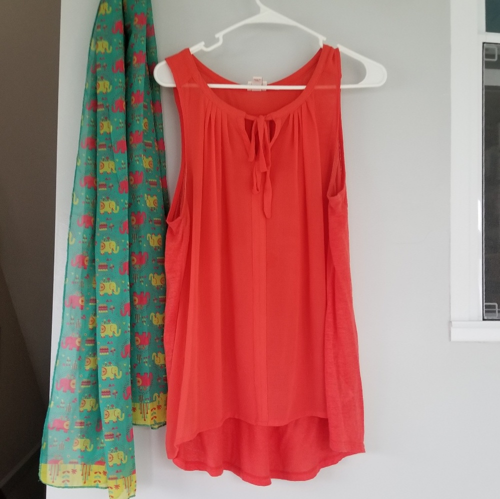 Orange/ Tangerine tank with Tie